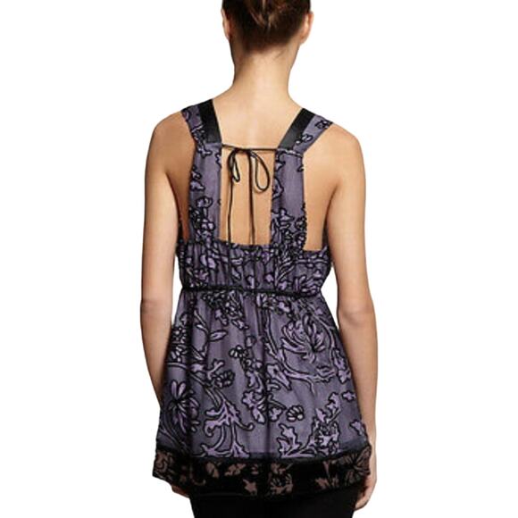 NWT Hale Bob Velvet Burnout Tunic Camisole V-Neck Open Back Purple S $148 - Picture 2 of 13